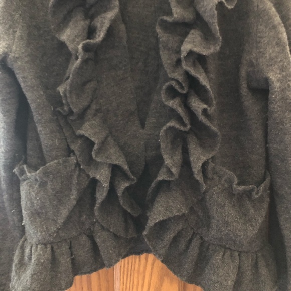 Gray Wool Ruffle Cardigan - Picture 4 of 7